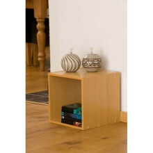 30cm Beech Wood Cube Box, Stackable Side Table & Storage Cabinet, Square Beech Veneer