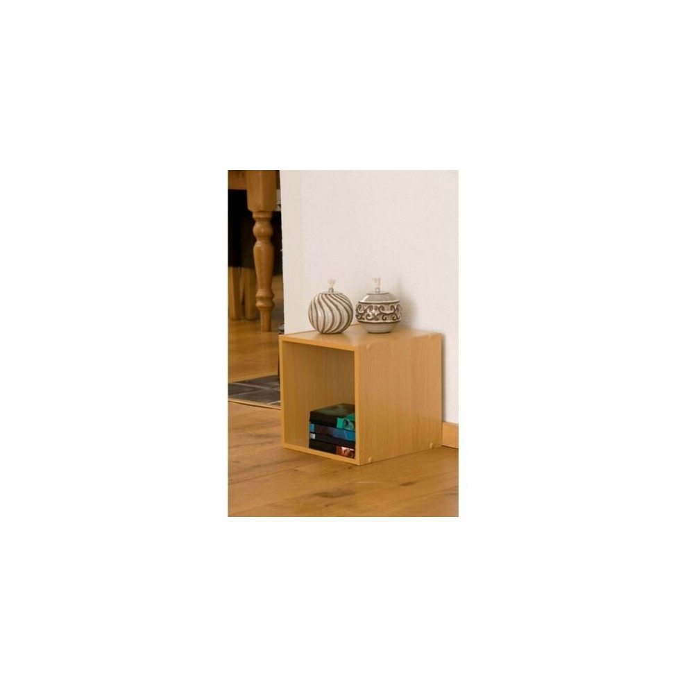 30cm Beech Wood Cube Box Side Table Cupboard Cabinet Stackable Square