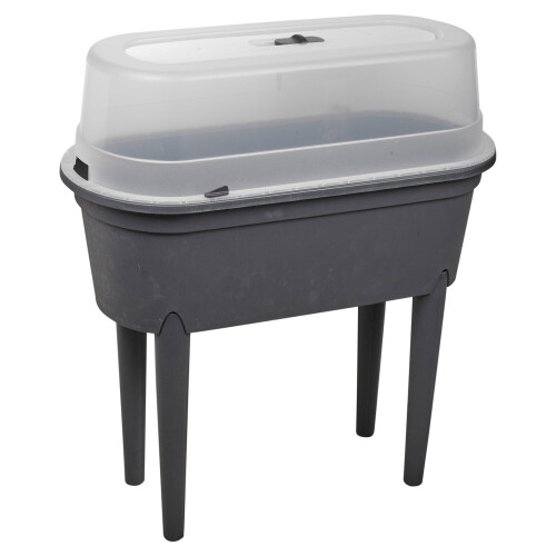 (Black) Elevated Greenhouse Plastic Raised Garden Bed Planter with Lid