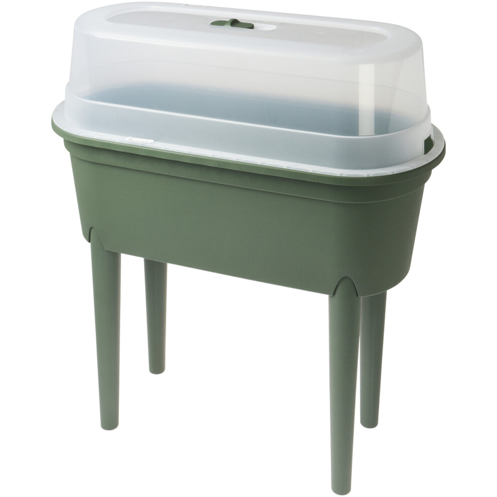 (Green) Elevated Greenhouse Plastic Raised Garden Bed Planter with Lid