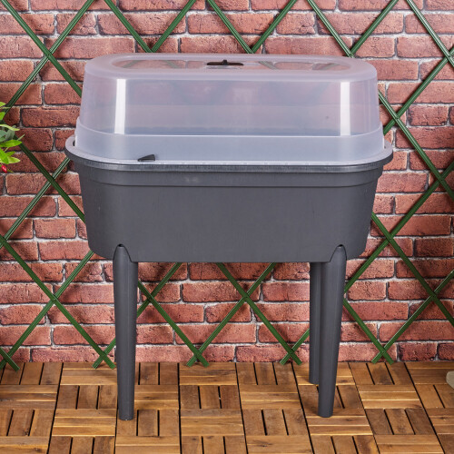URBN Living (Black) Elevated Greenhouse Plastic Raised Garden Bed Planter with Lid 2