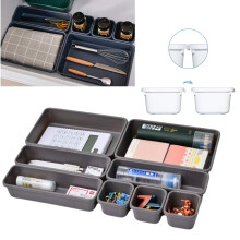 GEEZY Home Basics 8 Piece Kitchen Desk Bathroom Adjustable and Customizable Multi-Drawer Divider Organizer Set Multipurpose Use