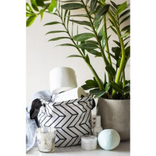 Storage Basket Set Of 2 Geometric Design Collapsible Bathroom Tidy Black And White