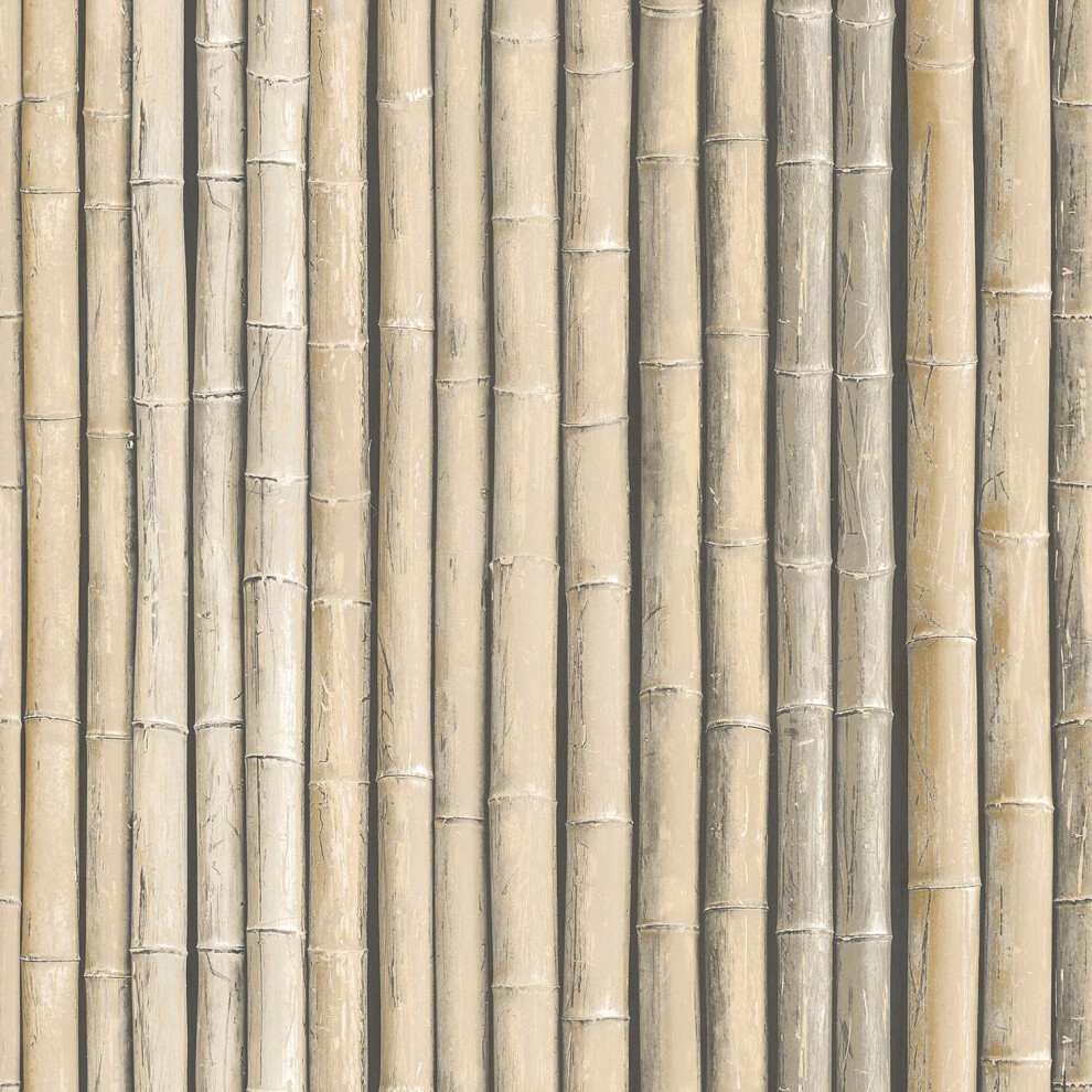 Bamboo Wood Effect Wallpaper Galerie Cream Beige Natural