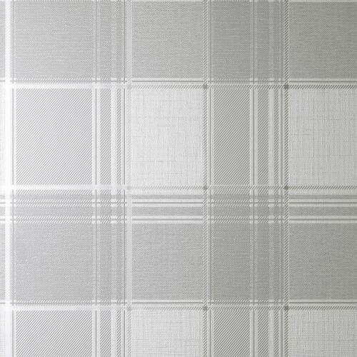 Fine Decor Larson Check Wallpaper Fine Décor Tartan Textured Vinyl Metallic Grey Silver