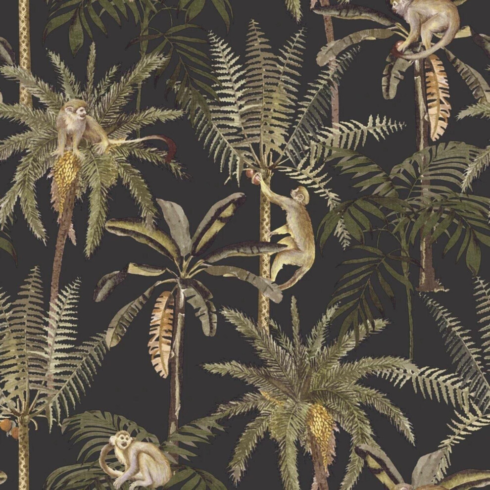 Holden Ateles Monkey Jungle Palms Botanical Wallpaper Feature Wall Smooth Finish 5022976911024
