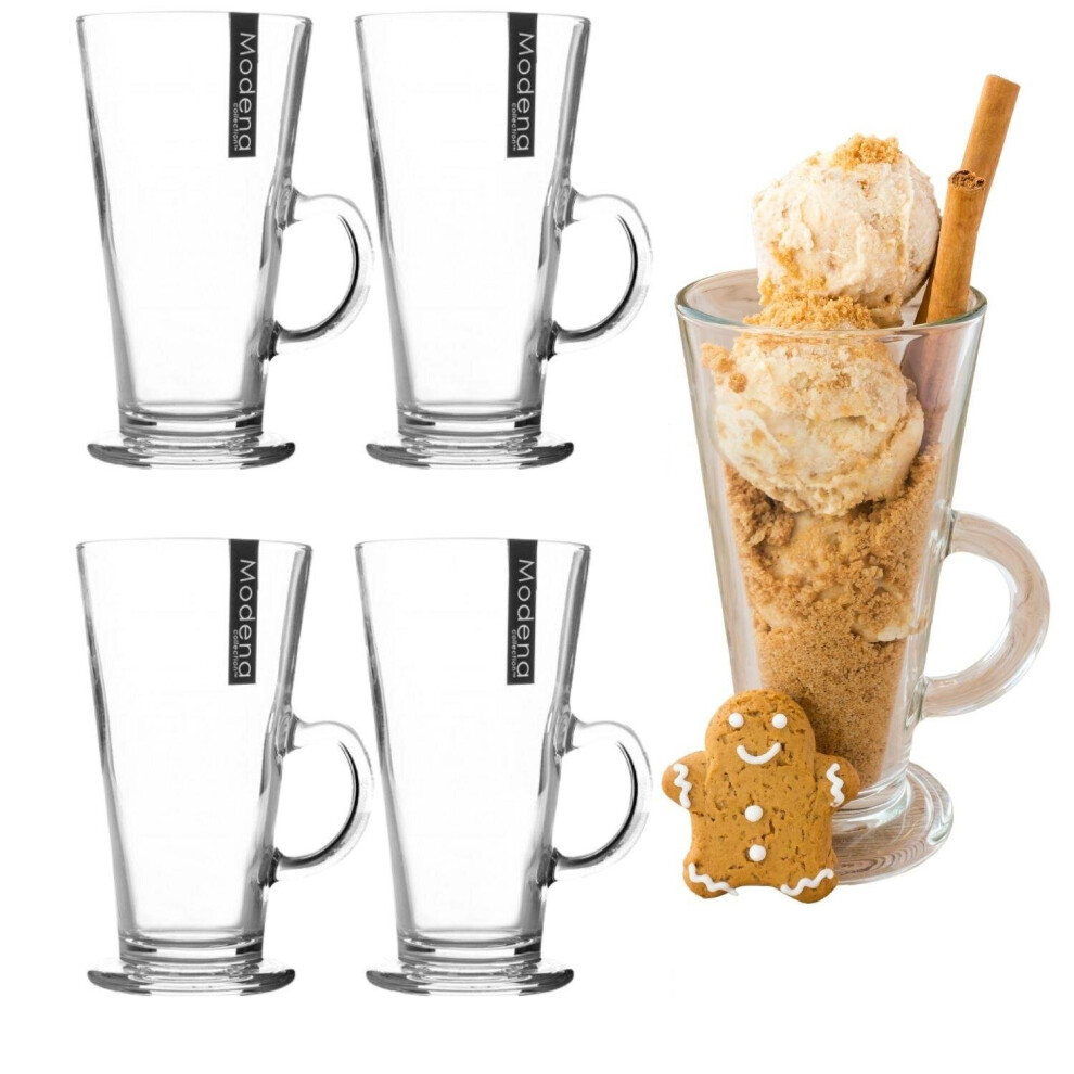 Latte Glasses Clear Tall Coffee Cups Large 300 ml Clear Durable Hot Chocolate Drinks Barrista Machine Compatible