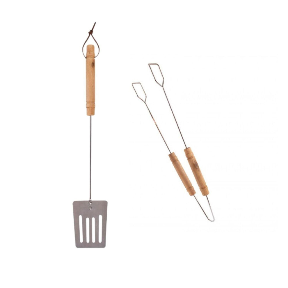 BBQ Utensils Grilling Tongs And Turner Metal And Wood Summer Garden