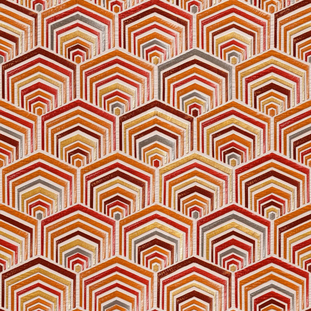 B&Q -  Orange Red Art Deco Wallpaper Design Retro Paste The Wall Textured Vinyl - Image 5