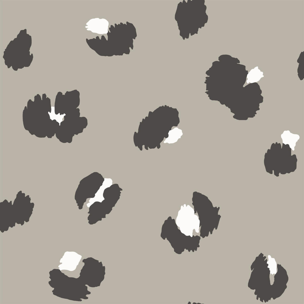 Taupe Large Leopard Spot Wallpaper Holden Animal Print Black Grey