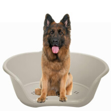 Dog bed basket pet cat puppy heavy duty plastic waterproof x-large light grey