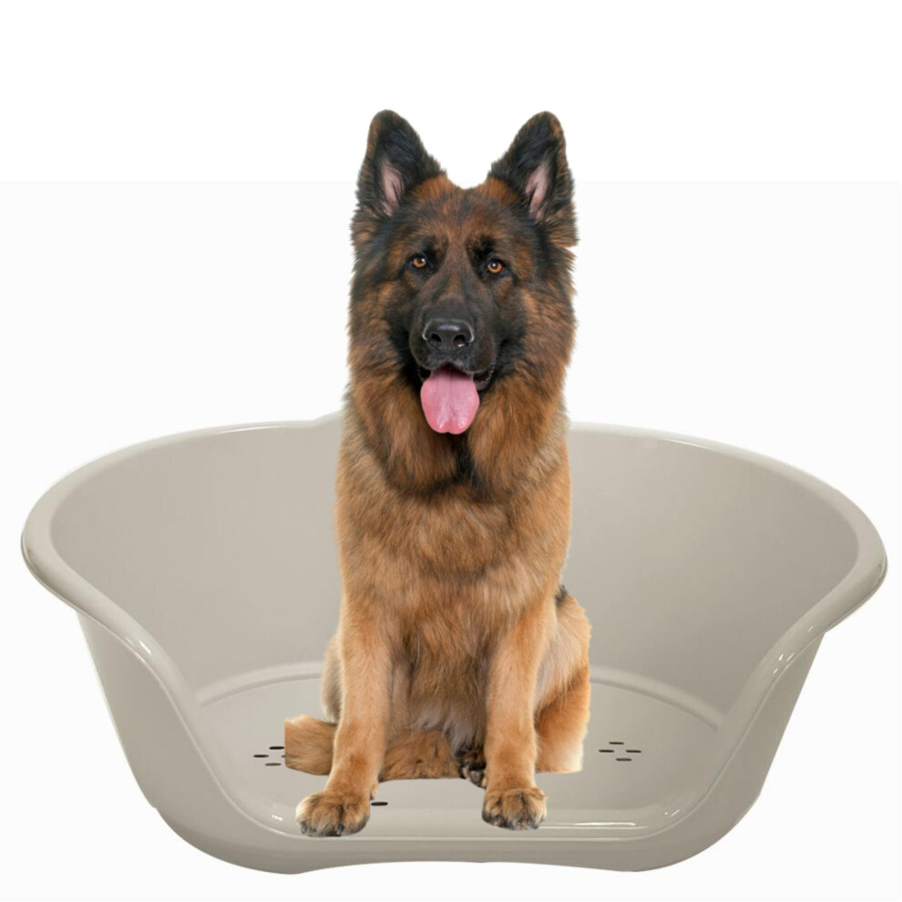 Dog bed basket pet cat puppy heavy duty plastic waterproof x-large light grey