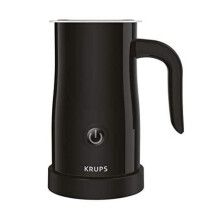 Krups Milk Frother Automatic, Black - One-Touch Froth or Heat (65C), Non-Stick Jug, Removable Emulsifier, Clear Lid, 150/300ml
