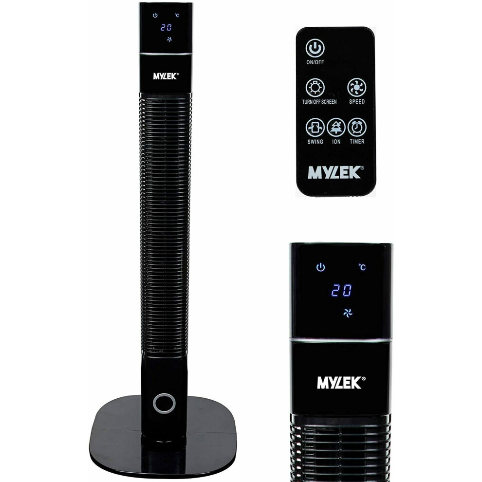 (Black) MYLEK Remote Oscillating Control Tower Fan 36" 60W