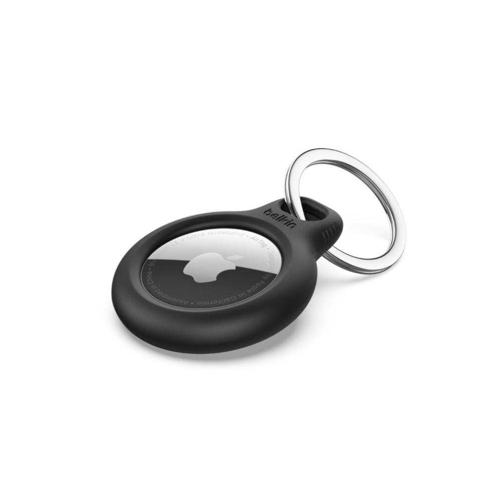Belkin F8w973 Apple Airtag Secure Holder Protective Cover Case With Key Ring - Black