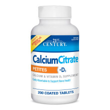 21st Century, Calcium-Citrat-Petites + D3, 200 Coated Tabletten