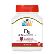 21st Century, 21. század, D3-vitamin, 250 mcg (10,000 IU), 110 tabletta