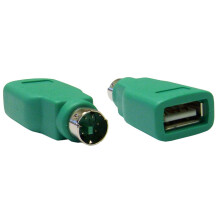 ACL USB to PS/2 Keyboard/Mouse Adapter USB Type A Female to PS/2 (MiniDin6) Male, Green, 1 Pack