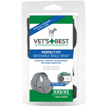 Vet's Best Washable Male Dog Diapers - Absorbent, Leak-Protected Wraps for Incontinence, Excitable Urination & Male Marking (XXS/XS, 1 Reusable)