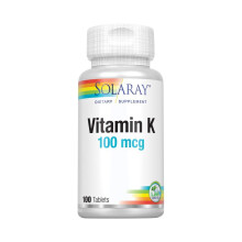 Solaray, Vitamin K, 100 mcg, 100 Tablety