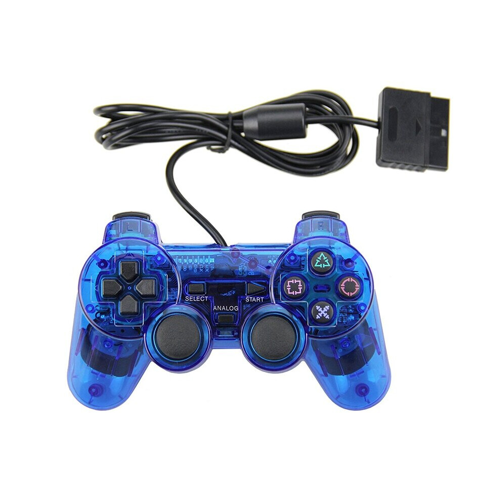 Wired Controller Transparent Blue for PS2 Controller