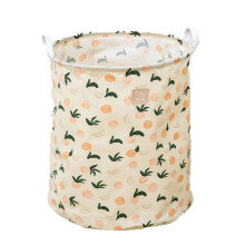(Pink Peach) Fruits Printed Freestanding Laundry Hamper Collapsible Large Clothes Basket with Easy Carry Extended Handles for Clothes Toys