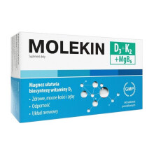 Molekin D3+K2+MgB6 60 Tablets - Vitamin D3, K2, Magnesium & B6 for Bone Health