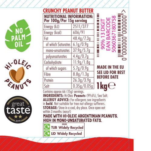 Pip & Nut Crunchy Peanut Butter Spread - 1kg 2