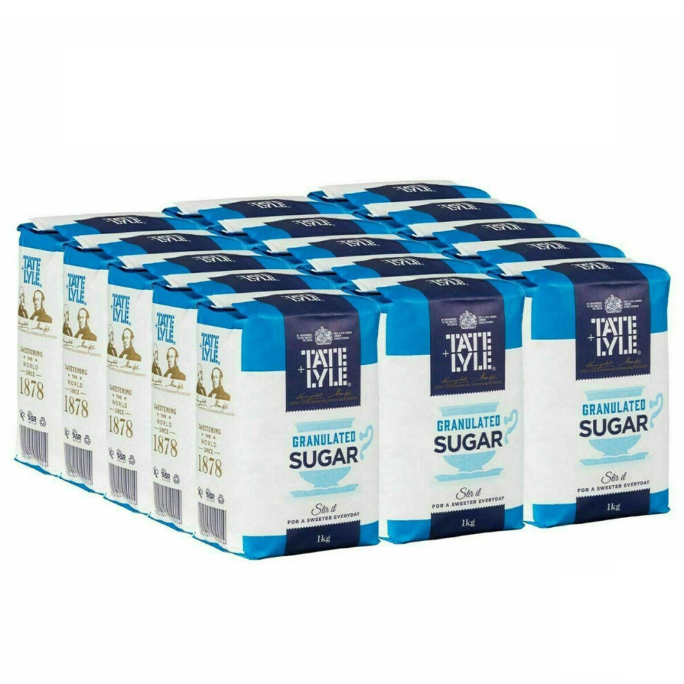 Tate And Lyle Granulated Sugar 15 x 1KG Tea Coffee White   Pure Sugar