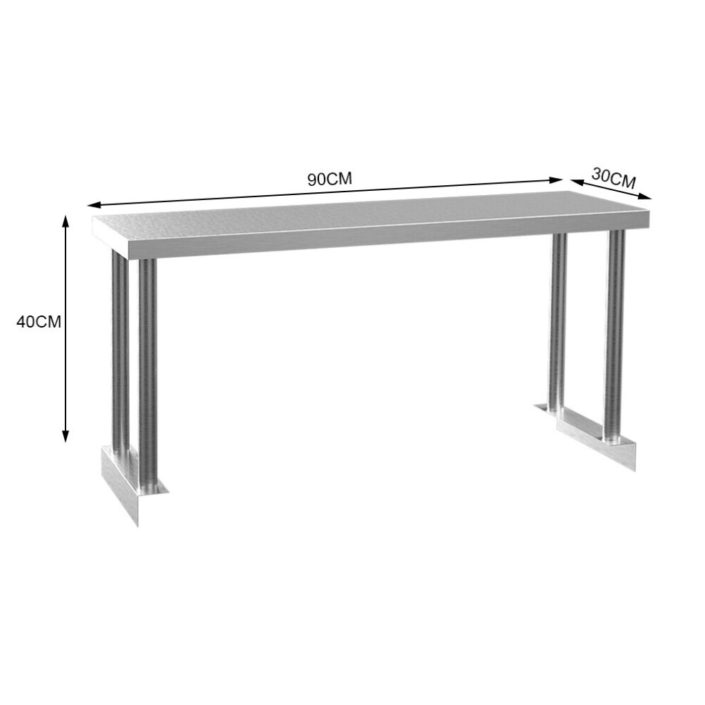 (90*30*40cm) Single/Double Tier Over Shelf Prep Table Stainless Steel Top Overshelf Catering