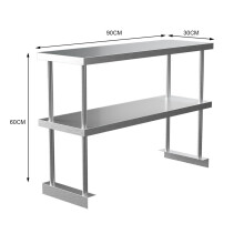 (90*30*60cm) Single/Double Tier Over Shelf Prep Table Stainless Steel Top Overshelf Catering
