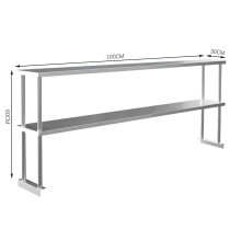 (180*30*60cm) Single/Double Tier Over Shelf Prep Table Stainless Steel Top Overshelf Catering
