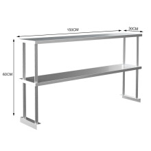 (150*30*60cm) Single/Double Tier Over Shelf Prep Table Stainless Steel Top Overshelf Catering