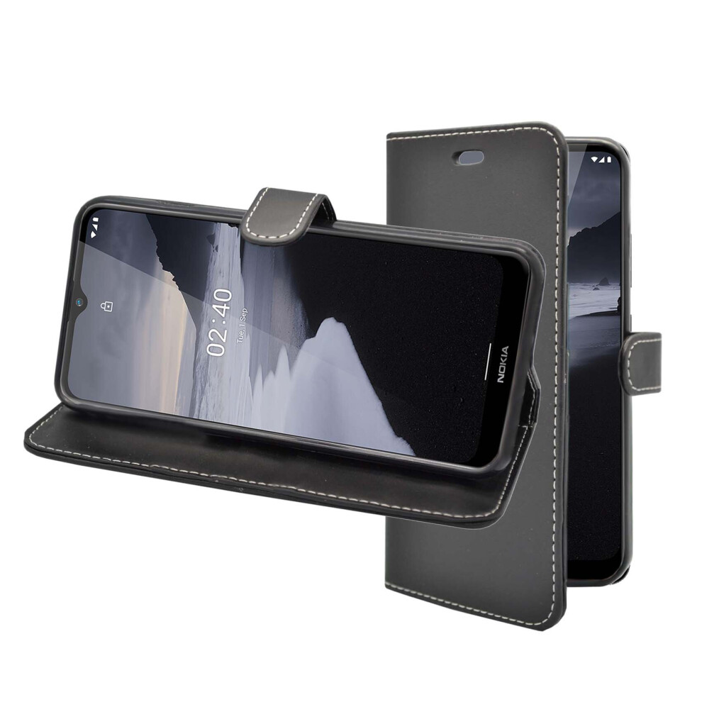 Photos - Case  For Nokia 2.4  Wallet Flip PU Leather Kickstand Card Holder Phone Cover(Black)