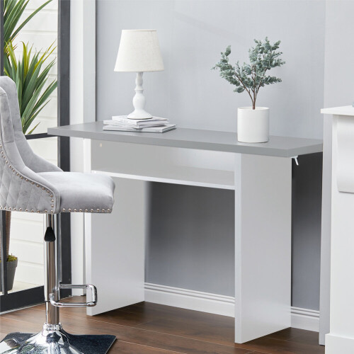 Living And Home (White & Grey) Rectangular Console Dining Table with Storage Shelf 2