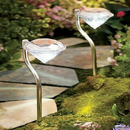 (Colour Changing LED) Solarize Solar Diamond LED Lights Set of 4 2