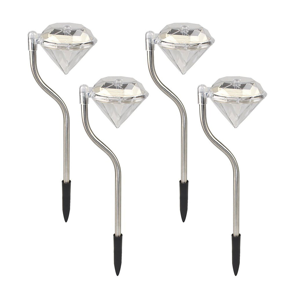 (White LED) Solarize Solar Diamond LED Lights Set of 4