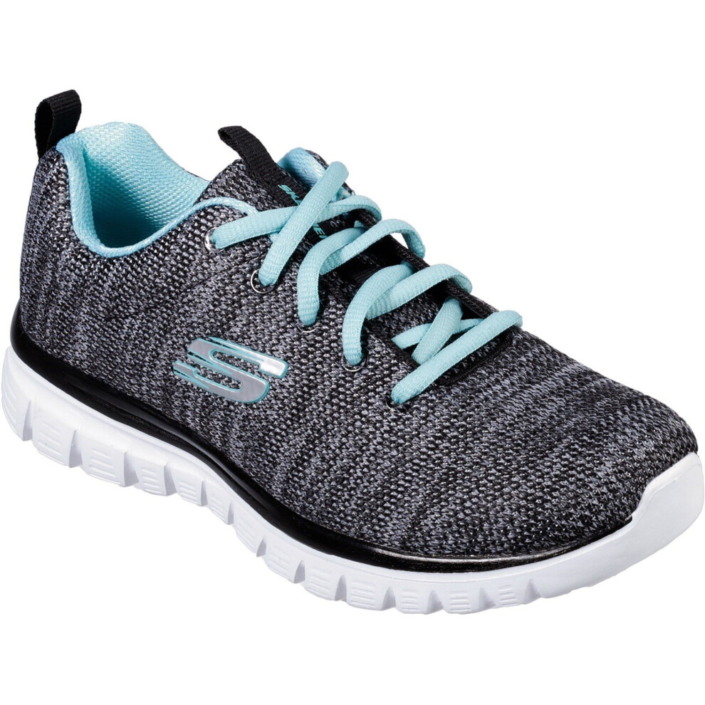(Black/Turquoise, 6) Skechers Women's Graceful Twisted Fortune Trainer Multicolor 31940