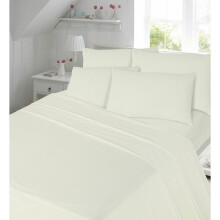 (Cream, Double) Fitted Sheet Extra Deep 40cm 180 Thread Non Iron