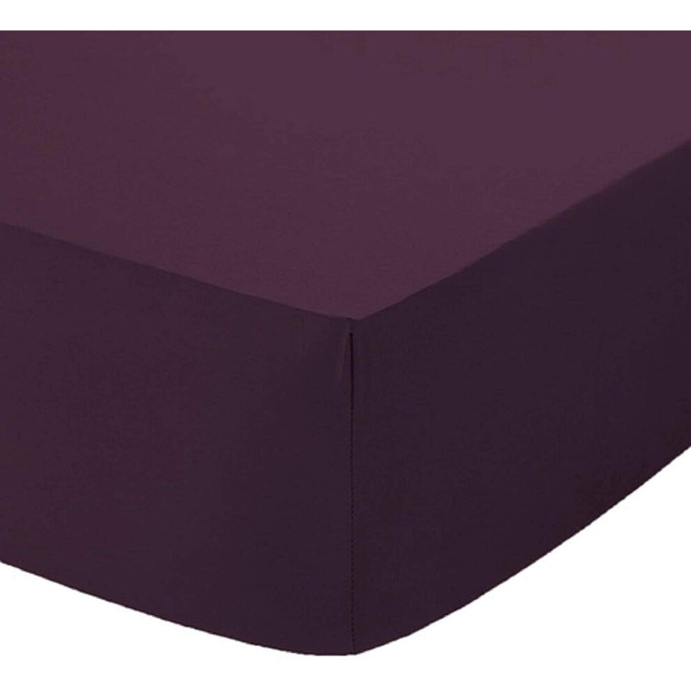 (Plum, Super-King) Fitted Sheet Extra Deep 40cm 180 Thread Non Iron-image-OPC-P7KDKVM-NEW