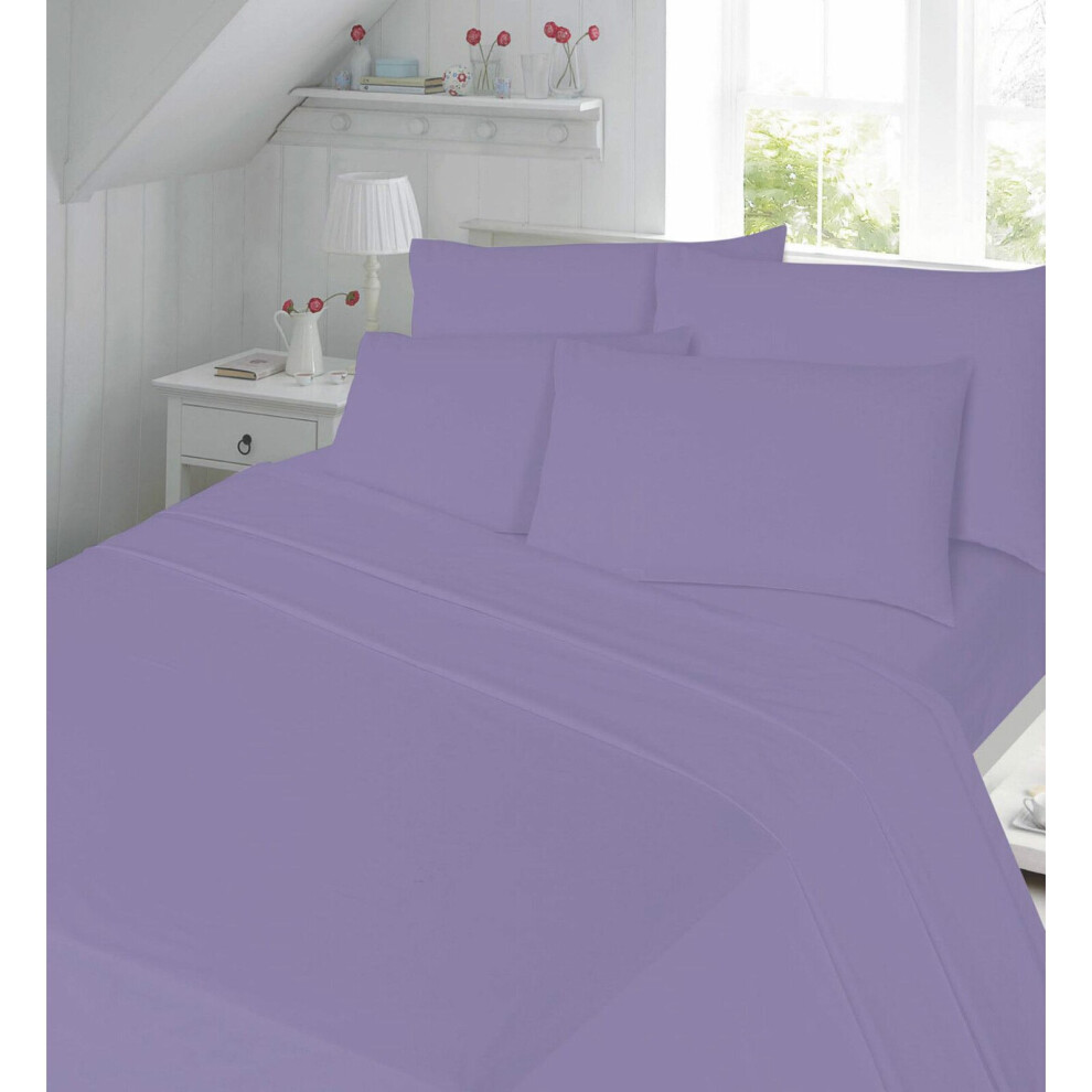 (Lilac , Double) Fitted Sheet Extra Deep 40cm 180 Thread Non Iron