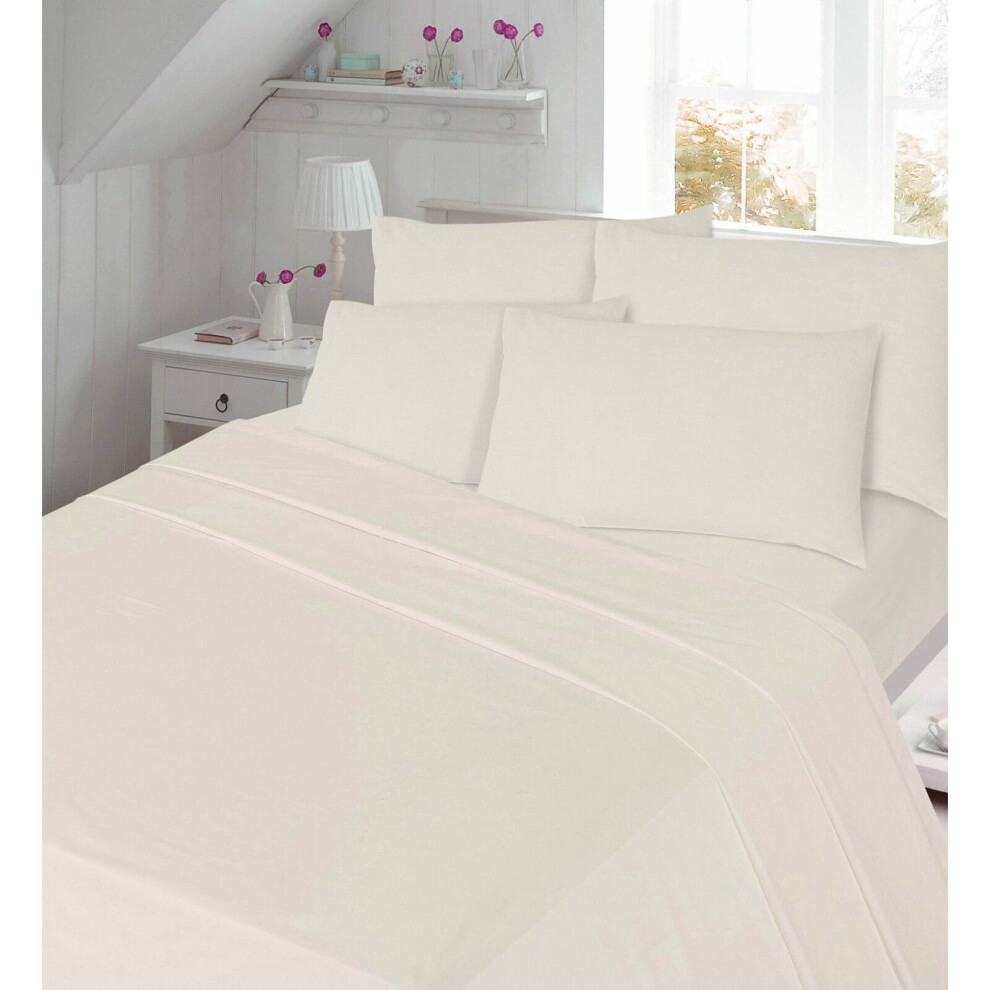 (White, King) Fitted Sheet Extra Deep 40cm 180 Thread Non Iron