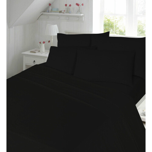(Black , King) Fitted Sheet Extra Deep 40cm 180 Thread Non Iron
