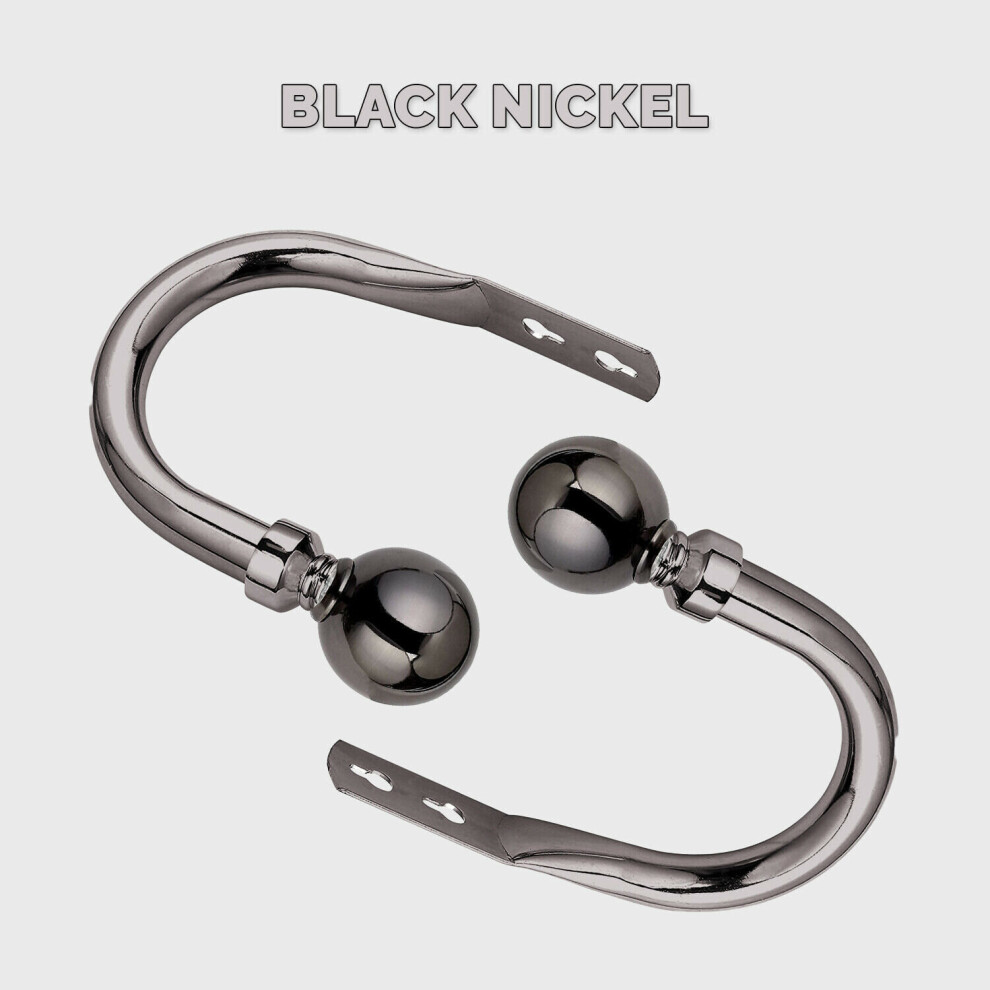 (Black Nickel - Plain Ball) 2 X Plain Metal Curtain Hold Backs Black Chrome Brushed Silver Wall Tie Backs Holder