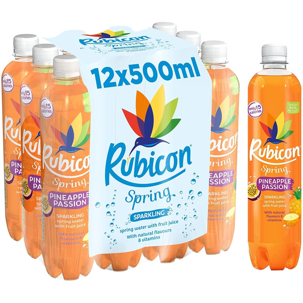 Rubicon Spring Pineapple Passion Sparkling Spring Water, 500 ml x 12