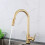 Jiuzhuo Brushed Gold Touch Kitchen Mixer Tap Stailess Steel Pull Out Spray Single Handle 5
