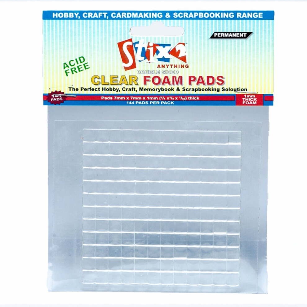 144 Clear Craft Foam Sticky Pads - 7mm x 7mm x 1mm | Craft Adhesives