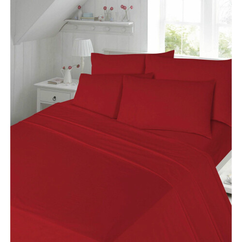 (Red, King) Fitted Sheet 180 Thread Count Non Iron