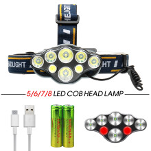 Lampe frontale rechargeable à 8 LED, 8 modes, 18000 lumens, lampe LED ultra-brillante