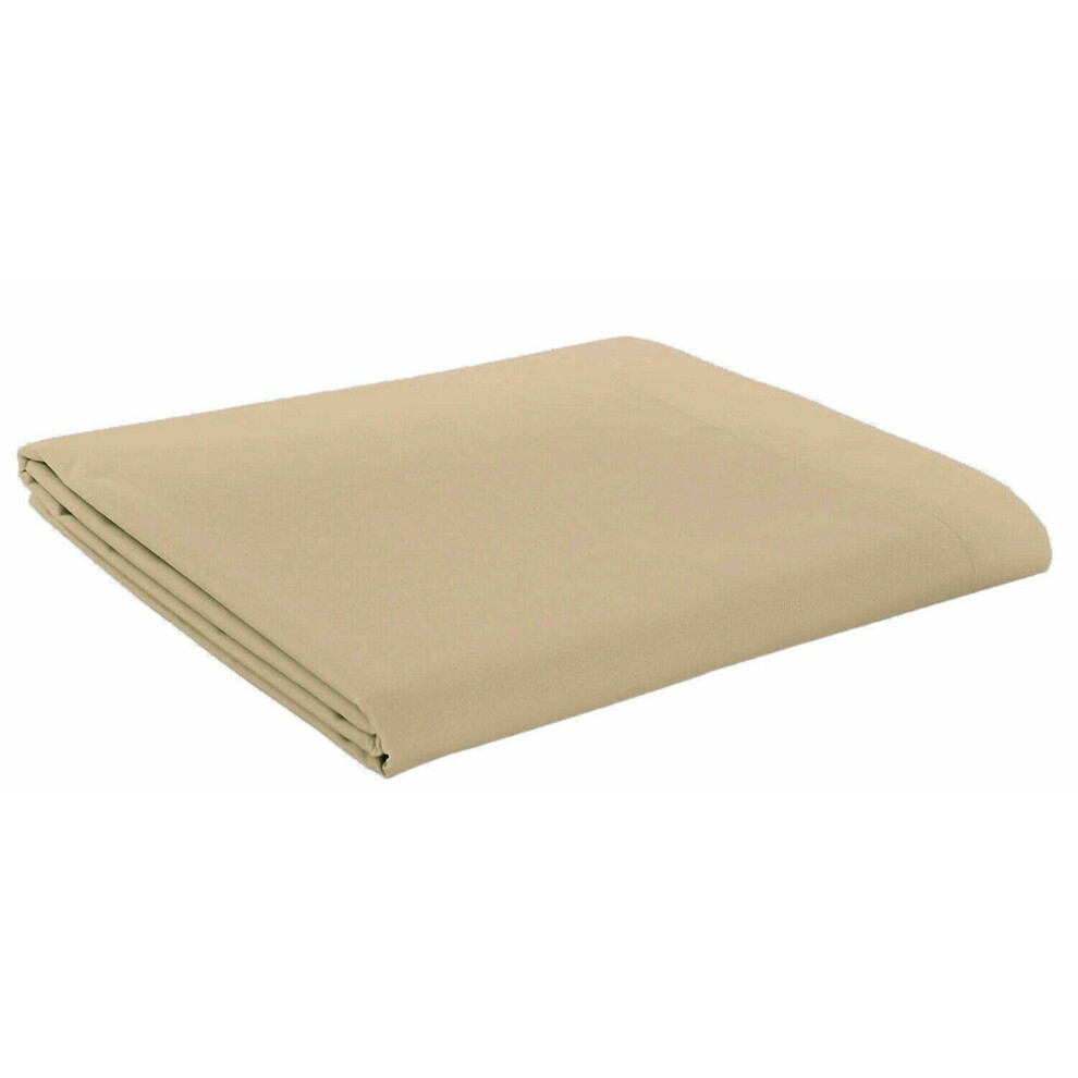 (Latte , Single) 180 Thread Count Flat Bed Sheet Percale